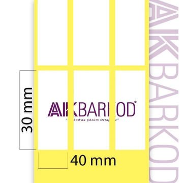 30 x 40 mm Kuşe 3'lü Yapışkanlı Etiket (3.000)