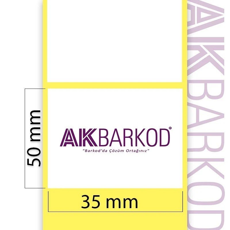 50 x 35 mm Tekli Kuşe Yapışkanlı Etiket (2.000)