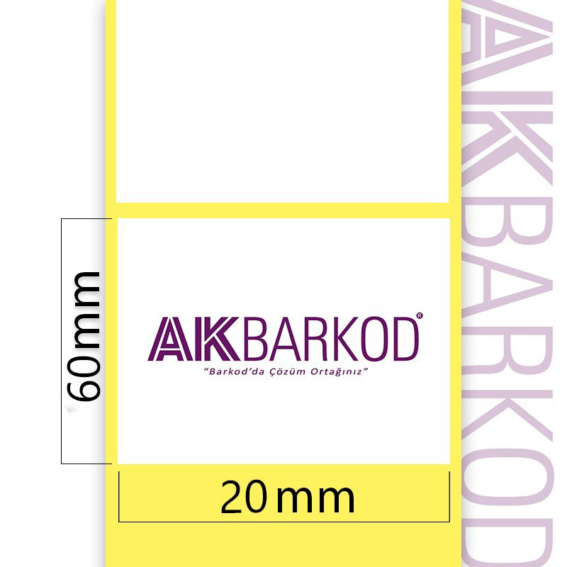 60 x 20 mm Tekli Kuşe Yapışkanlı Etiket (2.000)