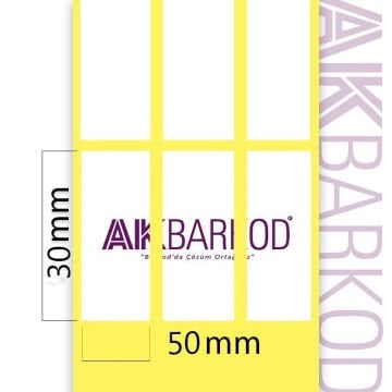 30 x 50 mm 3'lü Ayrık Kuşe Yapışkanlı Etiket (3.000)