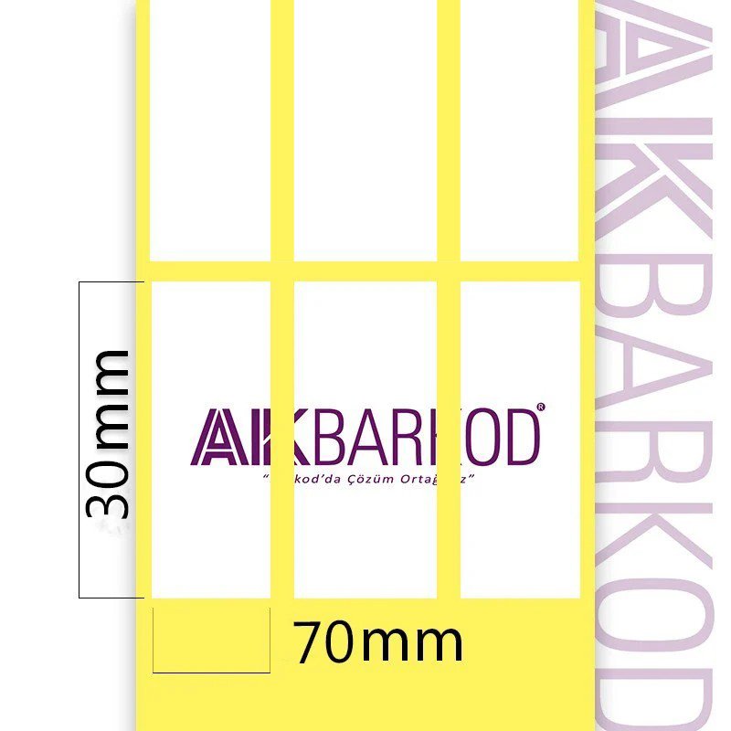 30 x 70 mm 3'lü Ayrık Kuşe Yapışkanlı Etiket (2.000)