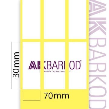 30 x 70 mm 3'lü Ayrık Kuşe Yapışkanlı Etiket (2.000)