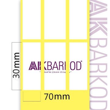 30 x 70 mm 3'lü Ayrık Kuşe Yapışkanlı Etiket (2.000)