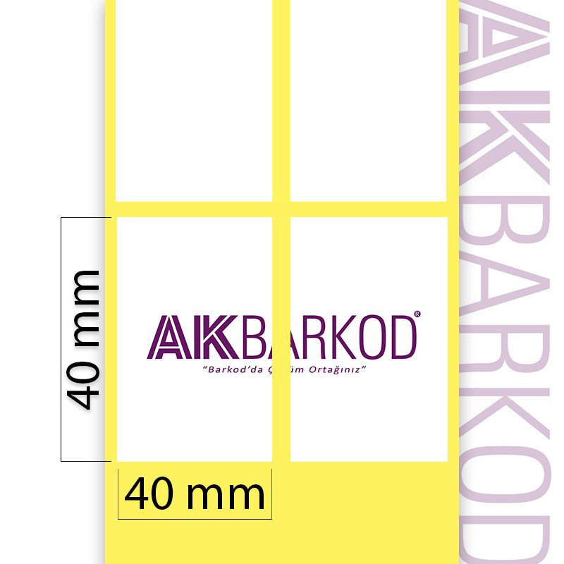 40 x 40 mm 2'li Ayrık Kuşe Yapışkanlı Etiket (4.000)