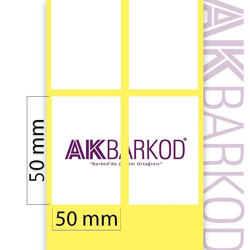 50 x 50 mm 2'li Ayrık Kuşe Yapışkanlı Etiket (2.000)