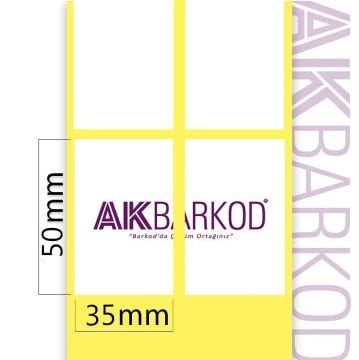 50 x 35 mm 2'li Ayrık Kuşe Yapışkanlı Etiket (2.000)