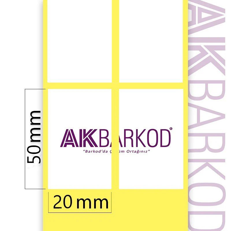 50 x 20 mm 2'li Ayrık Kuşe Yapışkanlı Etiket (10.000)