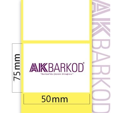 75 x 50 mm Tekli Termal Sticker (1.000)