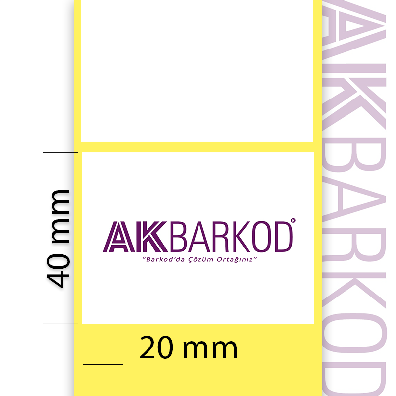 40 x 20 mm 5'li Bitişik Termal Sticker (5.000)