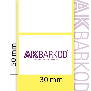50 x 30 mm 3'lü Bitişik Termal Sticker (3.000)